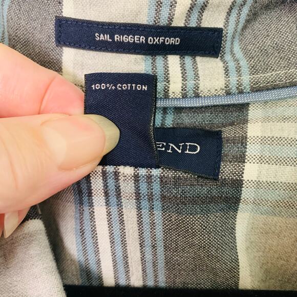 Lands' End Size XL Tall Sail Rigger Oxford Plaid Button Up Shirt Long Sleeve - Picture 6 of 6